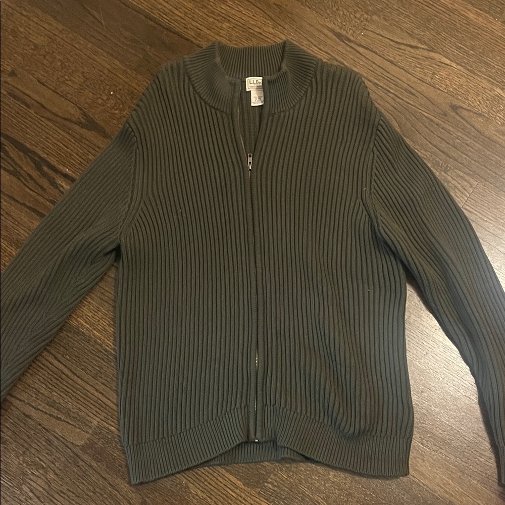 L.L. Bean Men's Olive Zip-Up Sweater